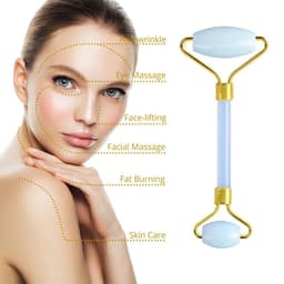 image-Nature Jade Facial Massage Roller Jade Gouache Stone Face Lifting Tool