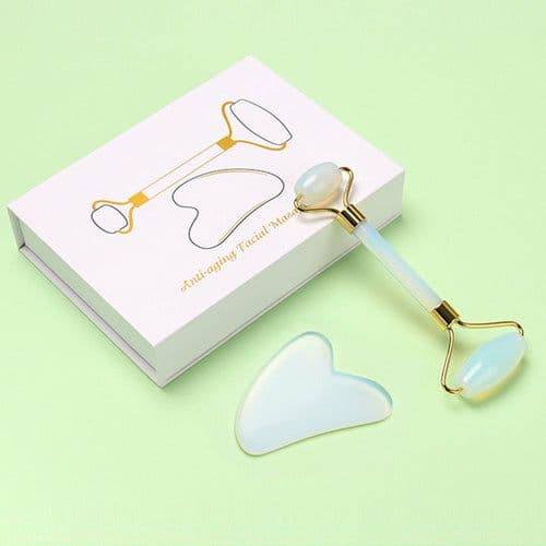 image-Nature Jade Facial Massage Roller Jade Gouache Stone Face Lifting Tool