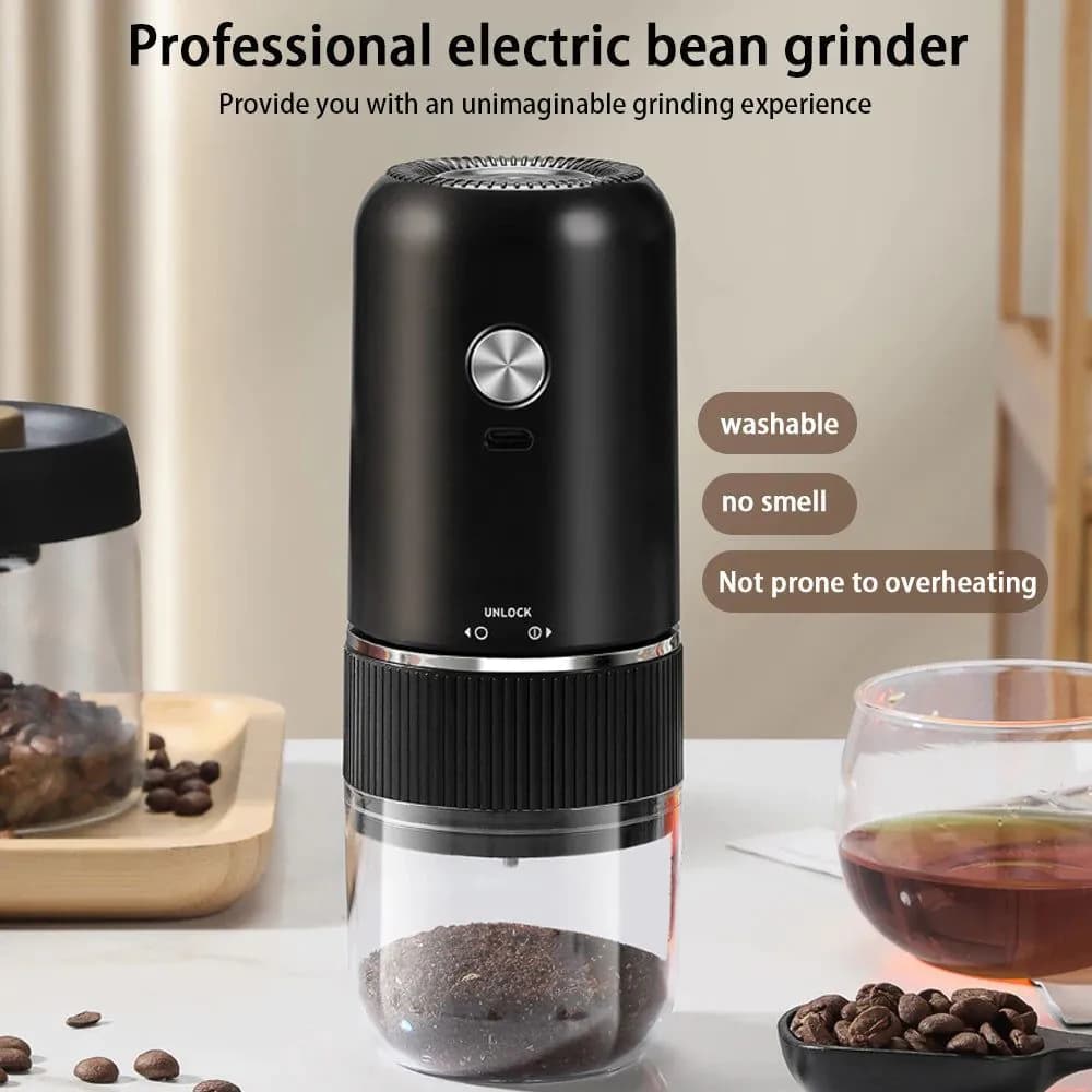 image-Portable Electric Coffee Grinder Adjustable Grinding Thickness Ceramic