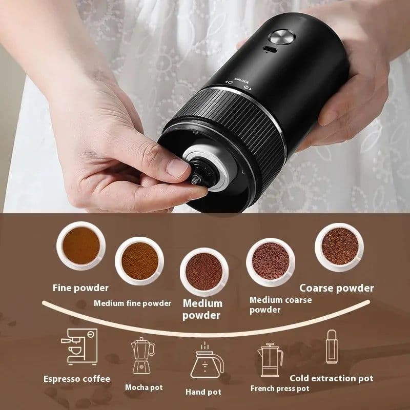 image-Portable Electric Coffee Grinder Adjustable Grinding Thickness Ceramic