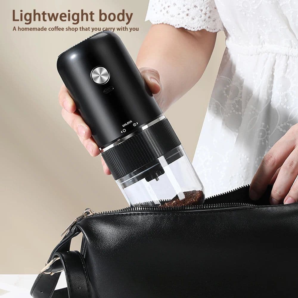 image-Portable Electric Coffee Grinder Adjustable Grinding Thickness Ceramic