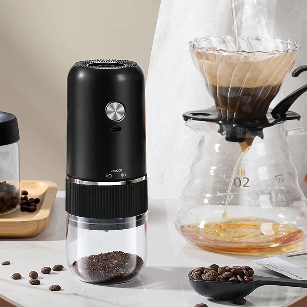 image-Portable Electric Coffee Grinder Adjustable Grinding Thickness Ceramic