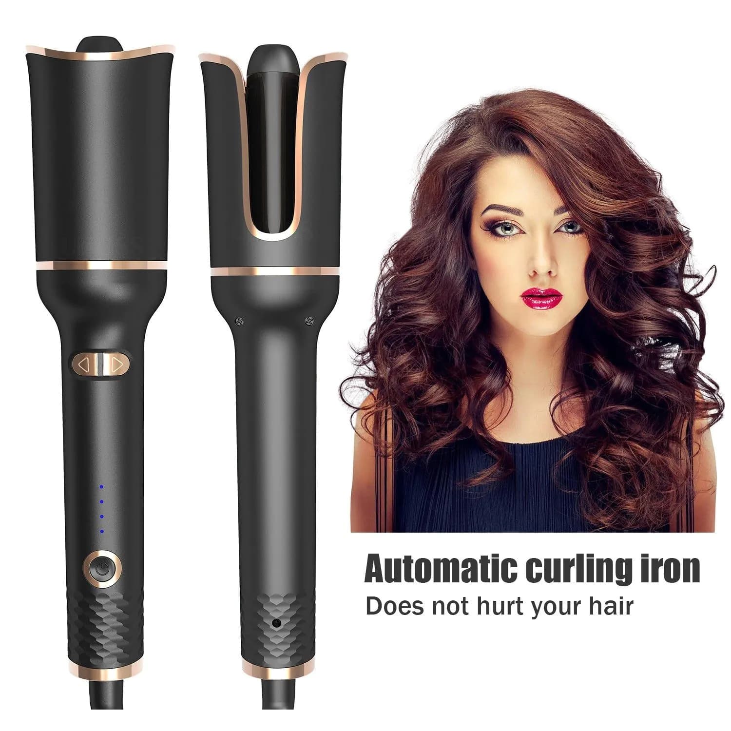 image-Black Automatic Spiral Electric Curling Iron Negative Ion