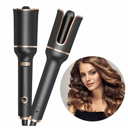 image-Black Automatic Spiral Electric Curling Iron Negative Ion