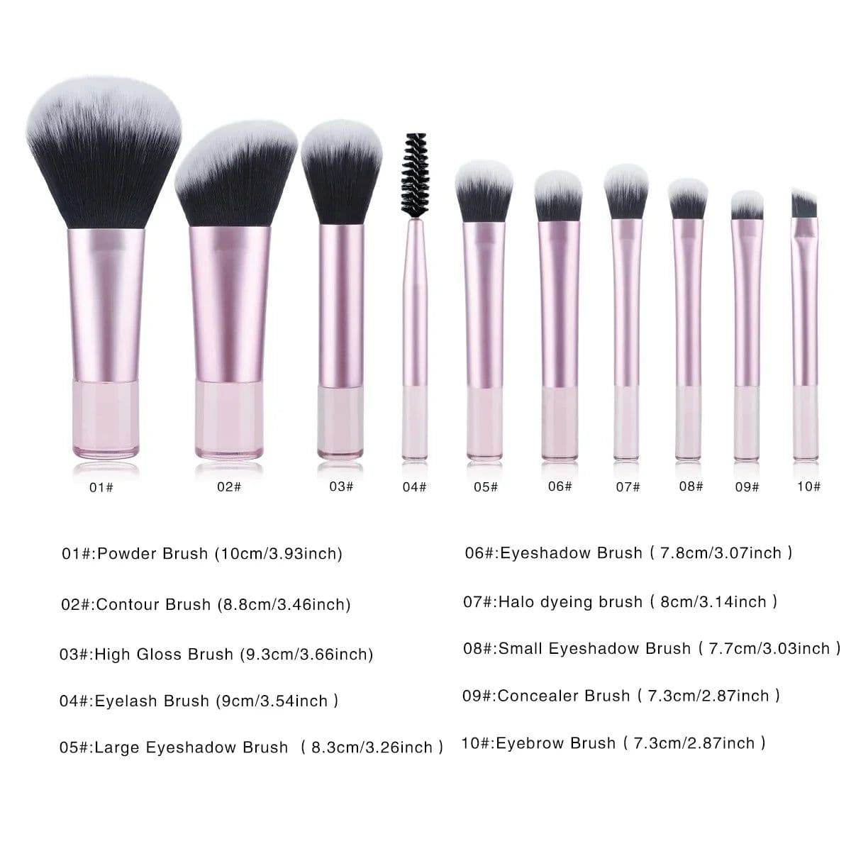 image-10Pcs Mini Makeup Brush Set Powder Eyeshadow Foundation Blush Blender