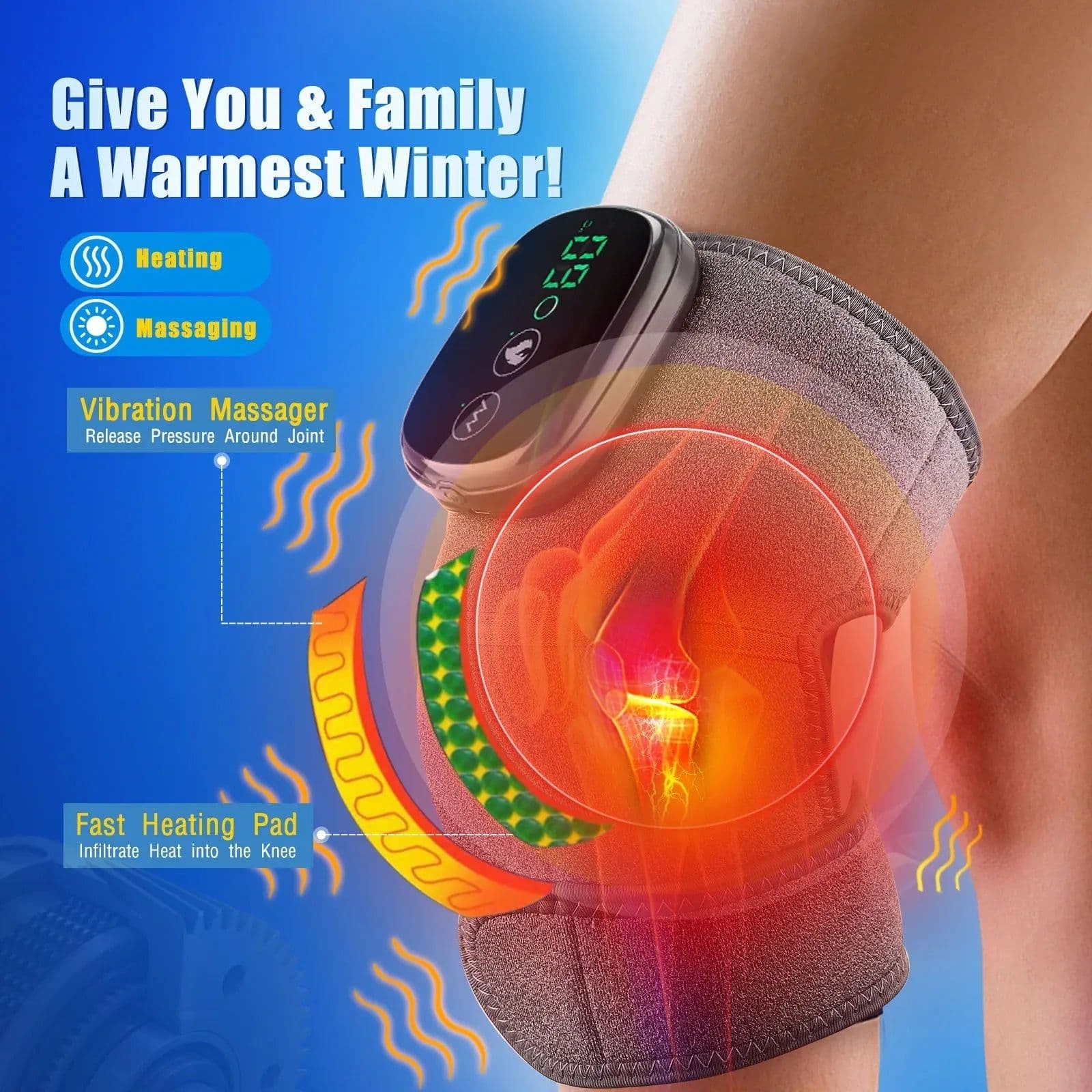 image-Electric Heating Knee Massager Far Infrared Joint Elbow Knee Pad