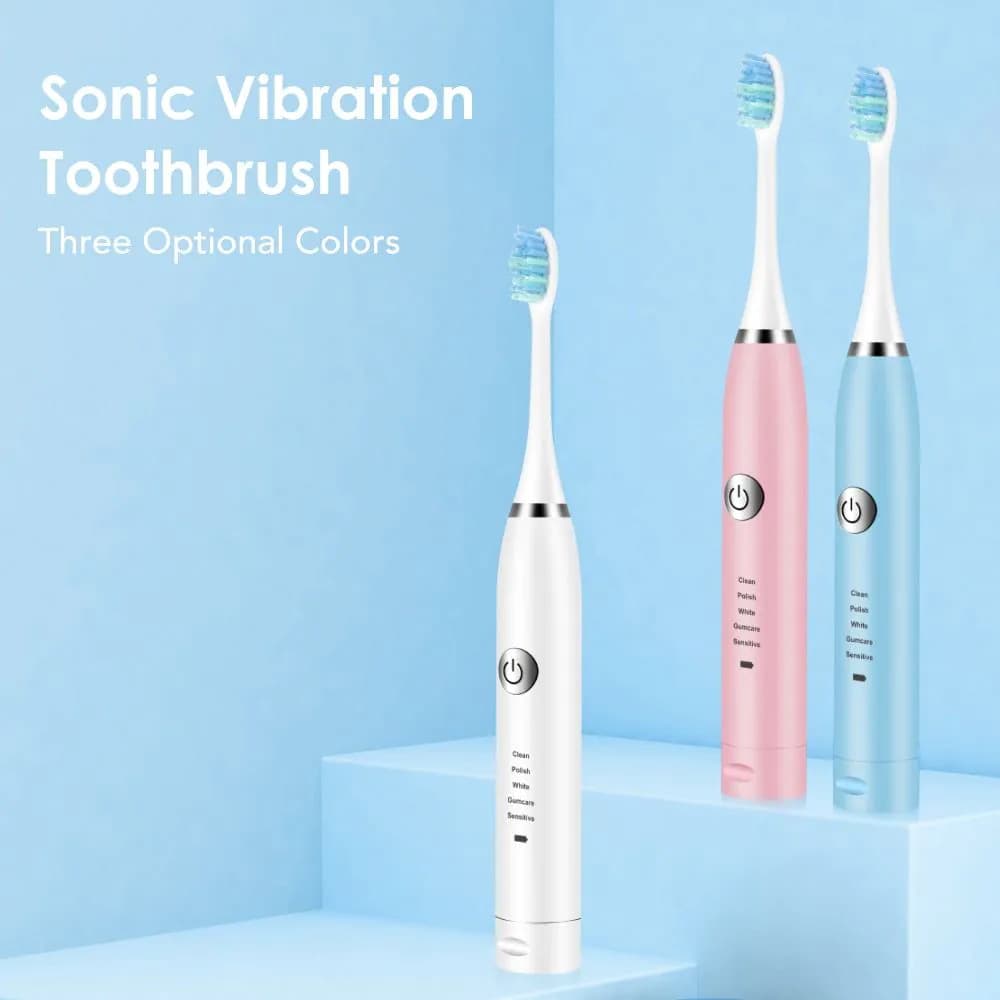 image-2 Heads Sonic Electric Toothbrush Teeth Clean Tool Soft Hair Tartar