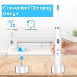 image-2 Heads Sonic Electric Toothbrush Teeth Clean Tool Soft Hair Tartar