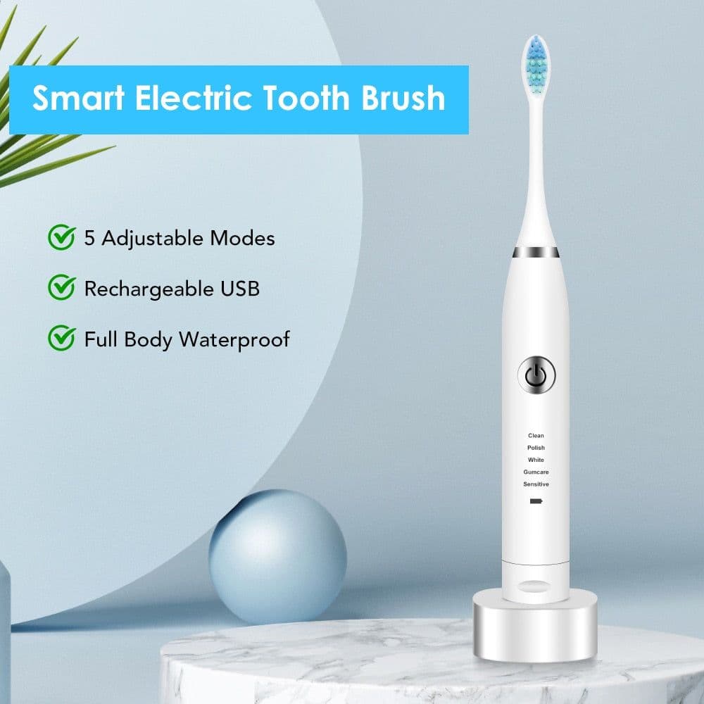 image-2 Heads Sonic Electric Toothbrush Teeth Clean Tool Soft Hair Tartar