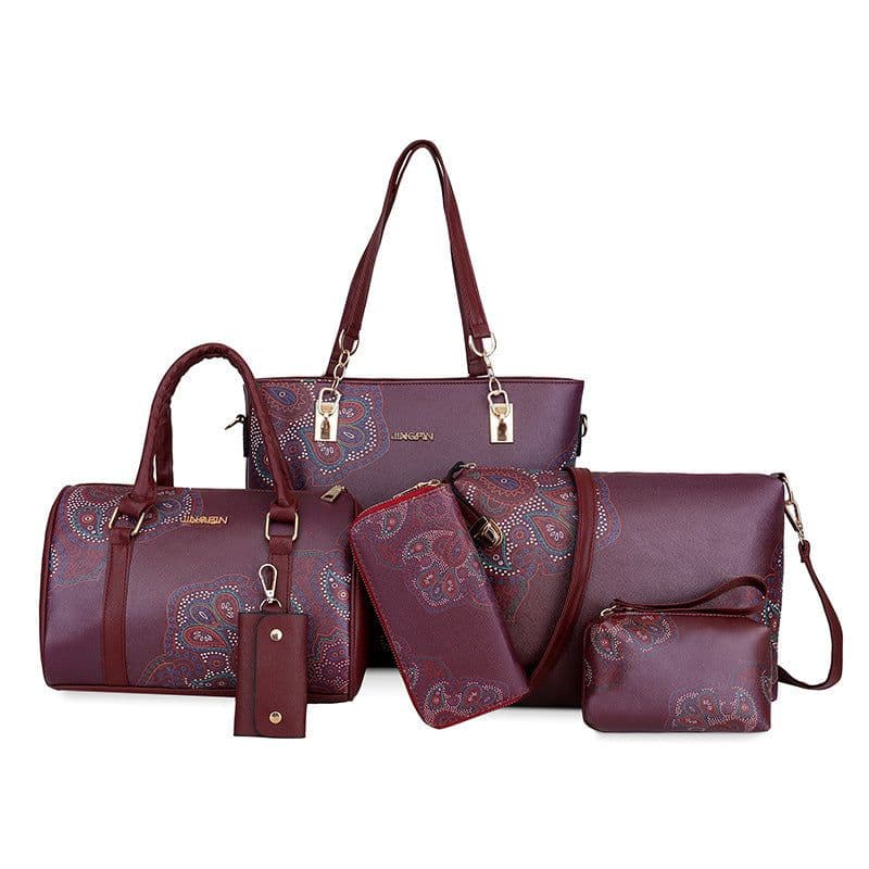 image-Six-Piece Printed One-Shoulder Handbags For Women