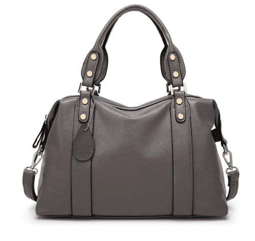 image-Women's Gray Simple Messenger Bag