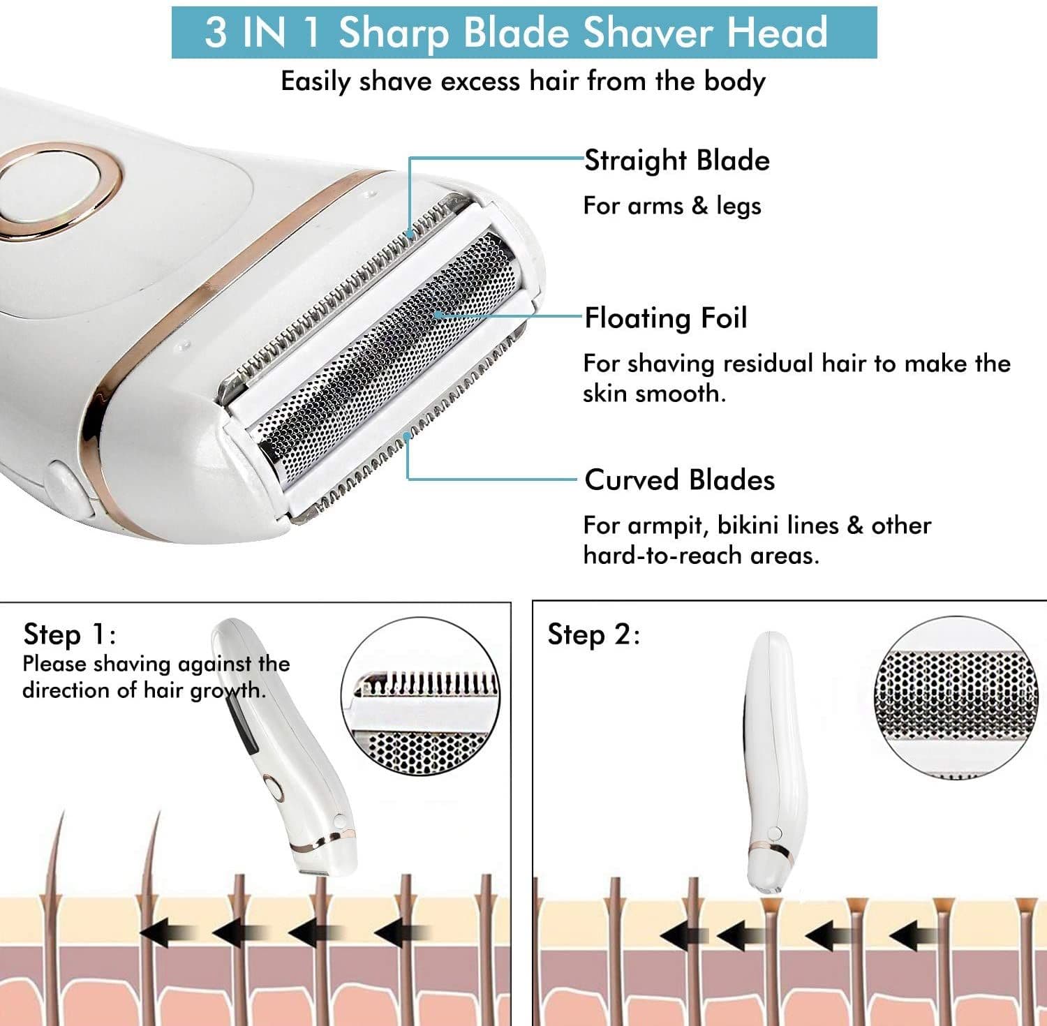 image-Electric Razors for Women Ladies Electric Shaver