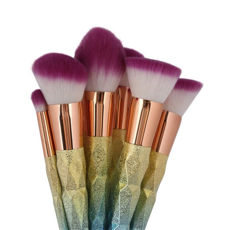 image-New 10pcs Diamond 3d Handle Makeup Brushes Gradient Colorful