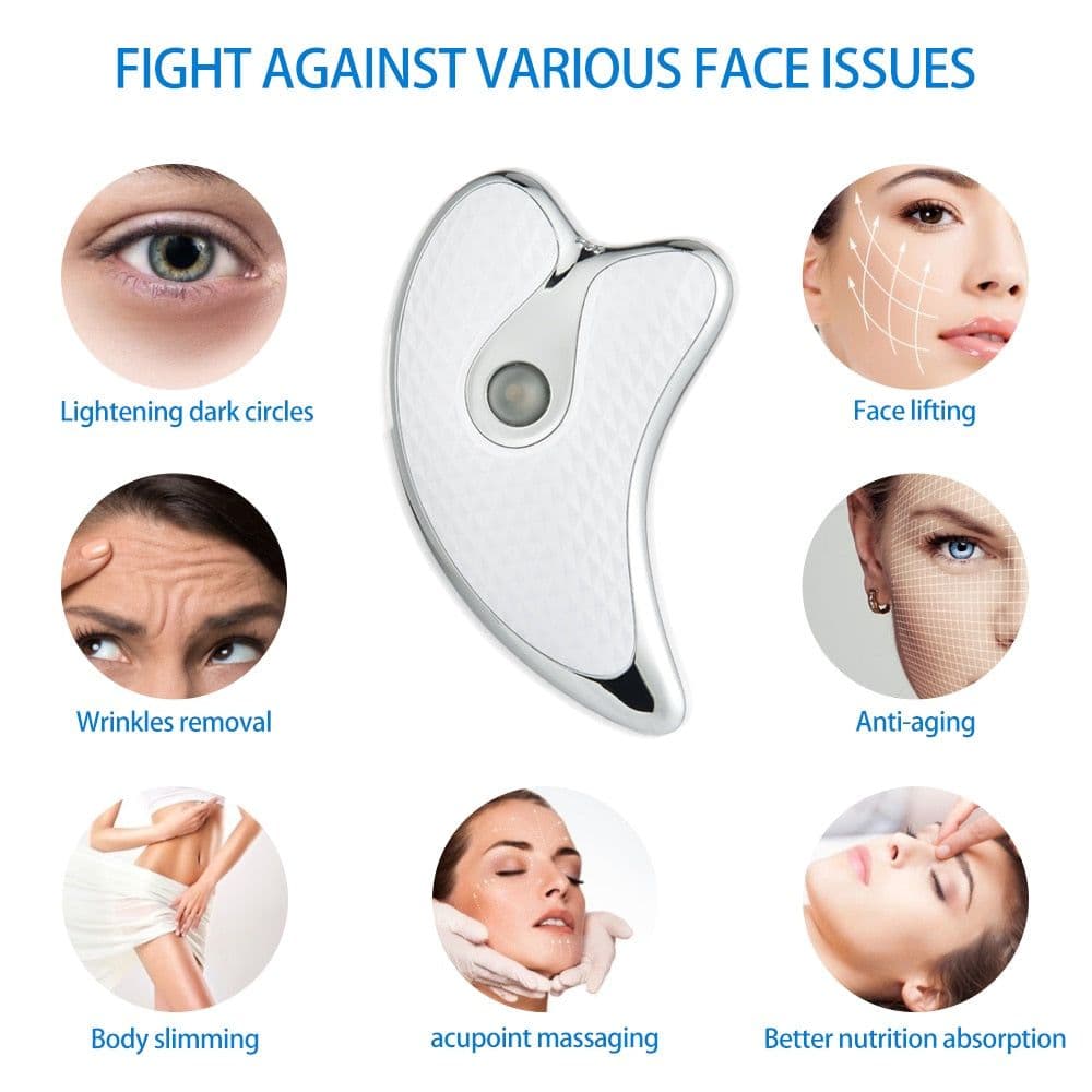 image-Electric Facial Scraper Red Blue LED Light Face Lift Devices GuaSha