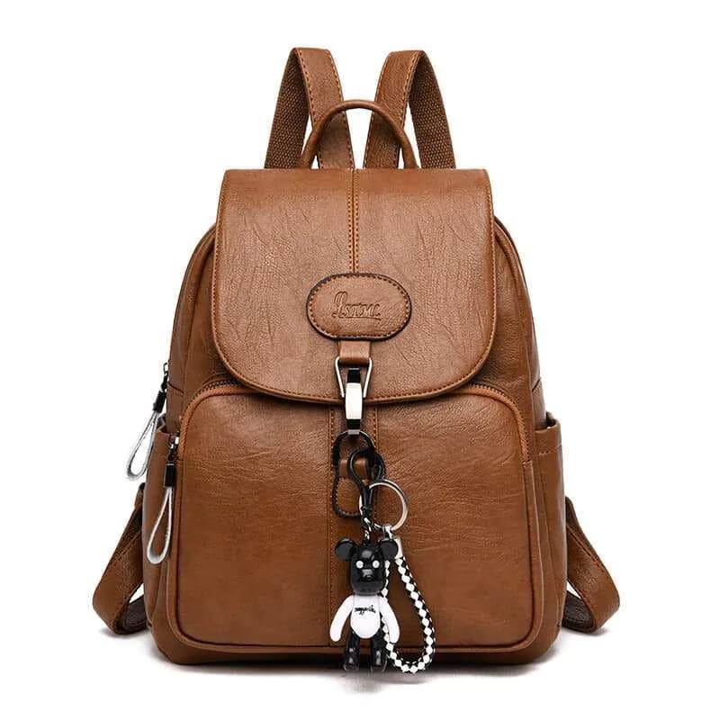 image-Soft Leather Anti-theft Travel Backpack For Women
