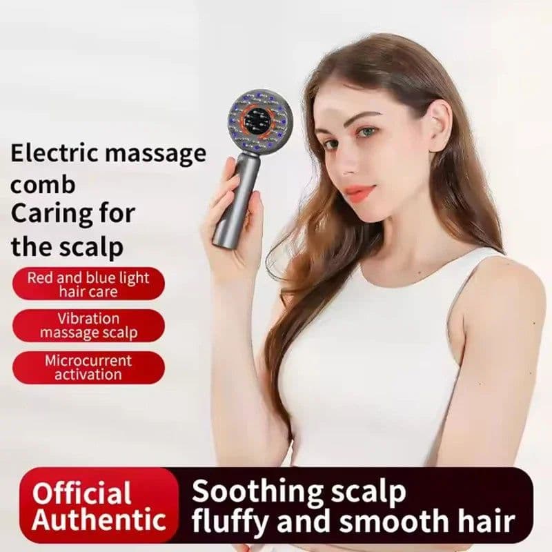 image-Electric Massage Hair Comb Red Light Vibration Head Massager Brushes