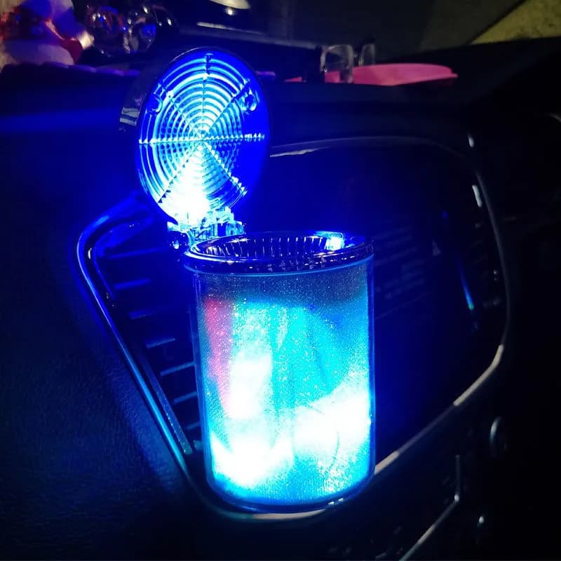 image-Car Ashtray With LED Light RGB Ambient Light Cigarette Cigar Ash Tray