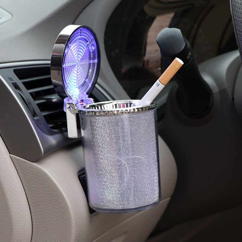image-Car Ashtray With LED Light RGB Ambient Light Cigarette Cigar Ash Tray