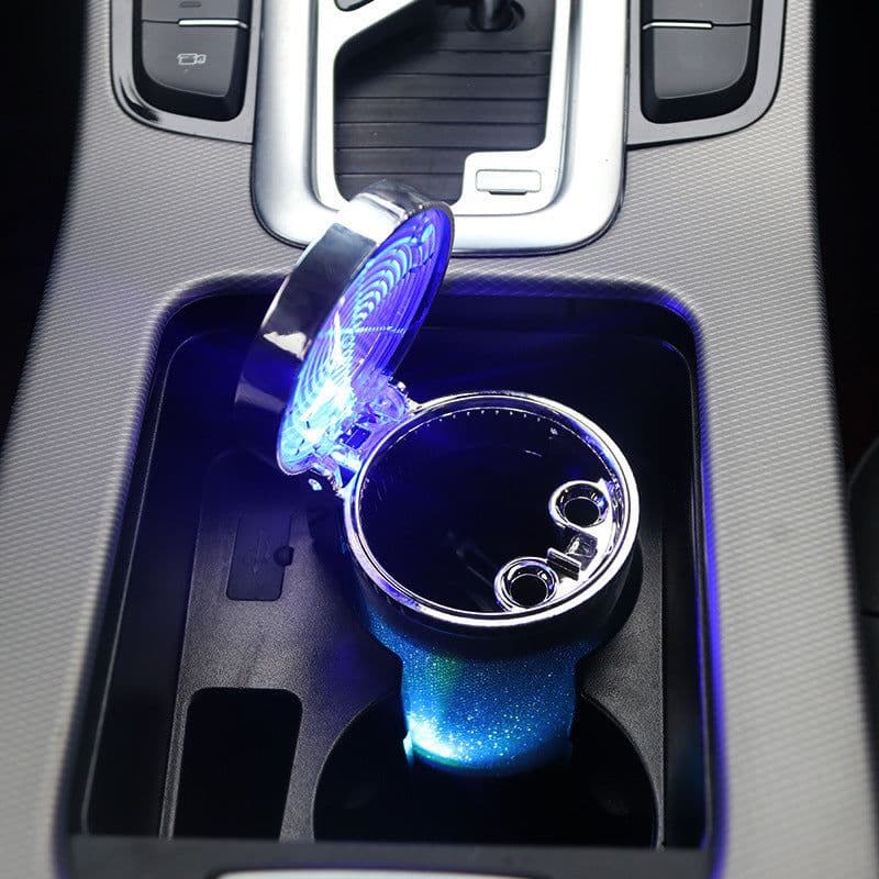 image-Car Ashtray With LED Light RGB Ambient Light Cigarette Cigar Ash Tray