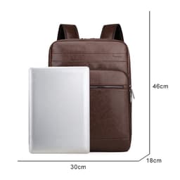 image-Multifunctional Men's High-quality PU Leather Laptop Backpack