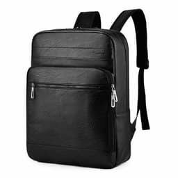 image-Multifunctional Men's High-quality PU Leather Laptop Backpack