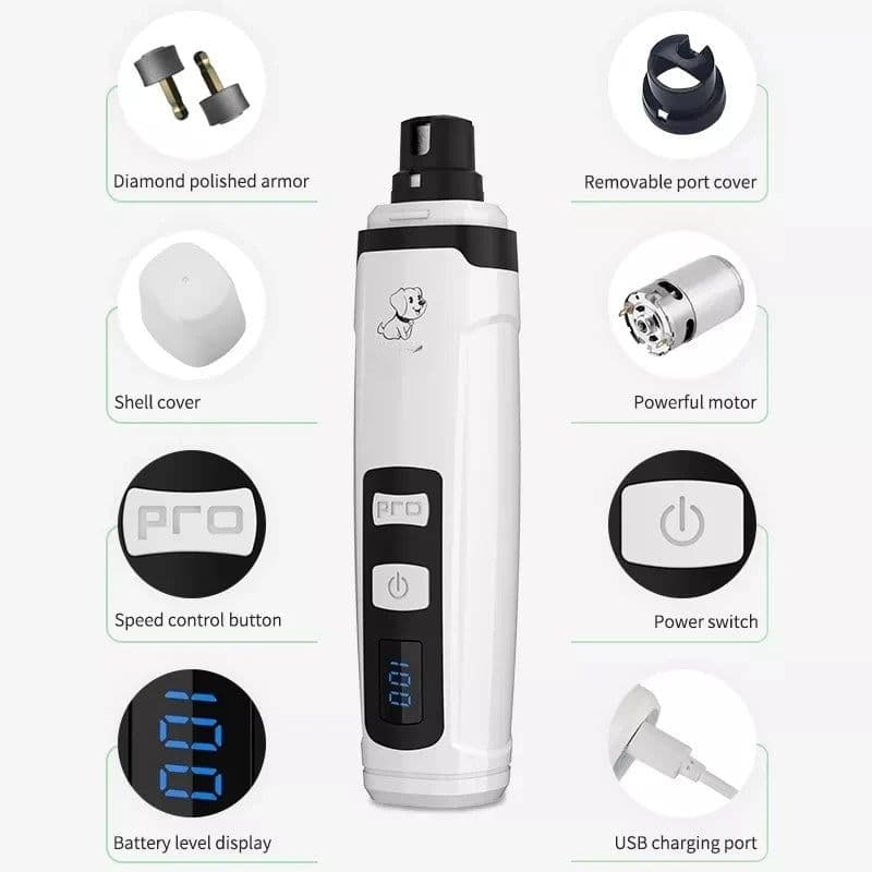 image-Electric Nail Titanium Cat Dog Pet Grooming Gadget USB Rechargeable