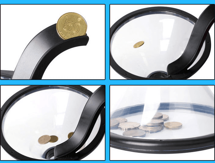image-Pressure Relieving Vortex Bank Watch Money Defy Gravity Piggy Bank