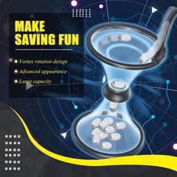 image-Pressure Relieving Vortex Bank Watch Money Defy Gravity Piggy Bank