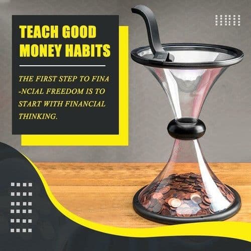image-Pressure Relieving Vortex Bank Watch Money Defy Gravity Piggy Bank