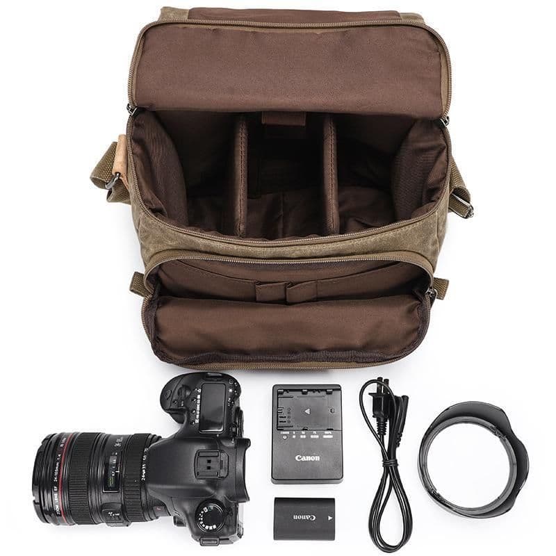 image-Waterproof Canvas Camera Messenger Bag For Men
