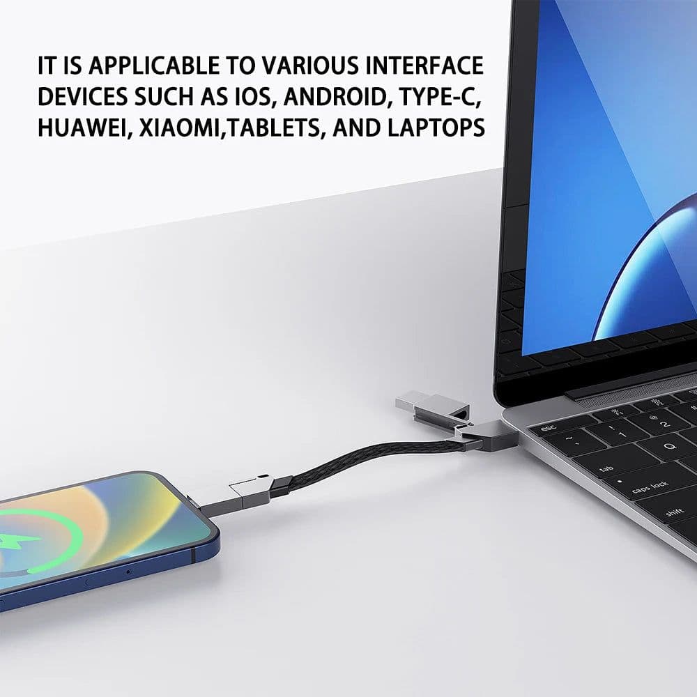 image-Zinc Alloy 4-in-1 Portable Keychain Charging Cable 60W PD Fast Charge