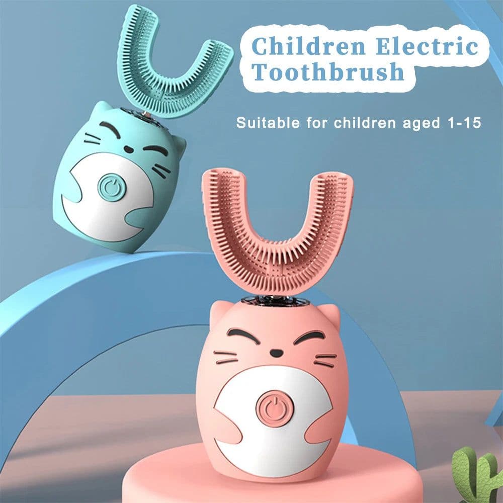image-Ipx7 Waterproof Electric Toothbrush Kids U-shaped Sonic Smart