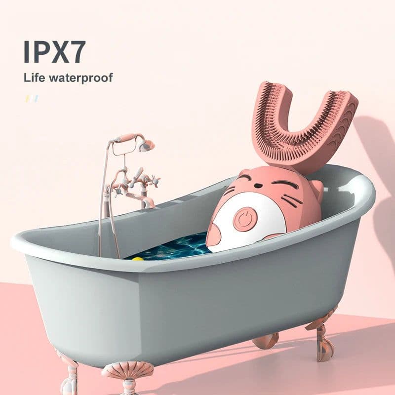 image-Ipx7 Waterproof Electric Toothbrush Kids U-shaped Sonic Smart