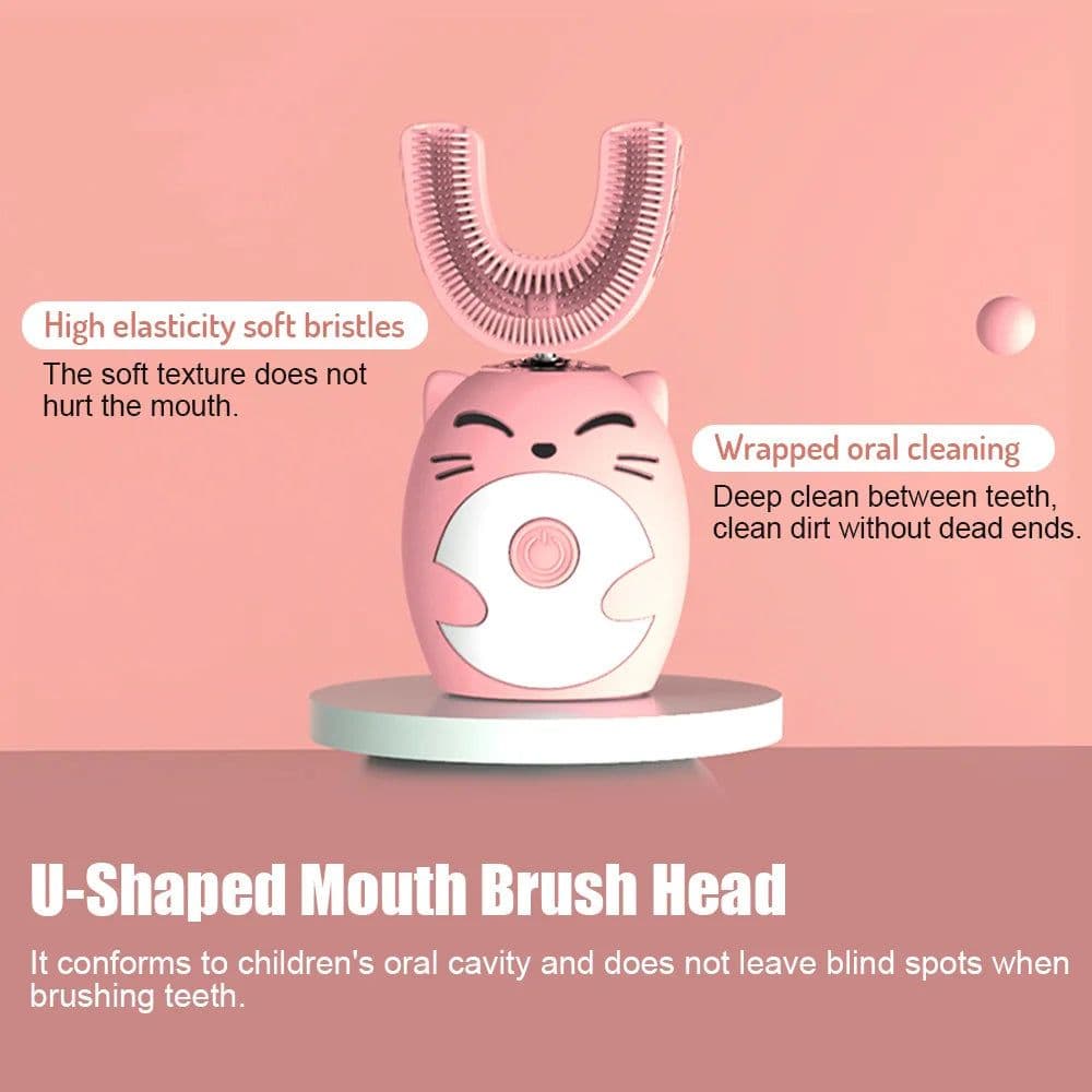 image-Ipx7 Waterproof Electric Toothbrush Kids U-shaped Sonic Smart