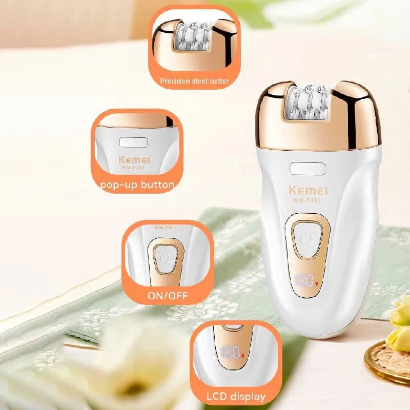 image-Women Electric Epilator Rechargeable Hair Remover Waterproof Callus
