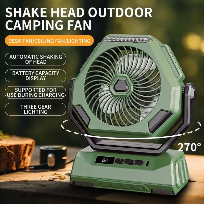 image-6000mAh Camping Fan Rechargeable Outdoor Fan Ceiling Oscillating Fan