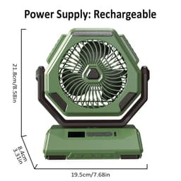 image-6000mAh Camping Fan Rechargeable Outdoor Fan Ceiling Oscillating Fan