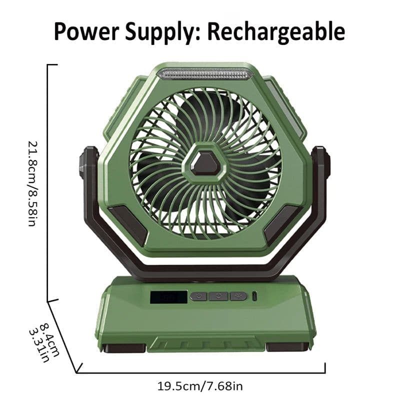 image-6000mAh Camping Fan Rechargeable Outdoor Fan Ceiling Oscillating Fan
