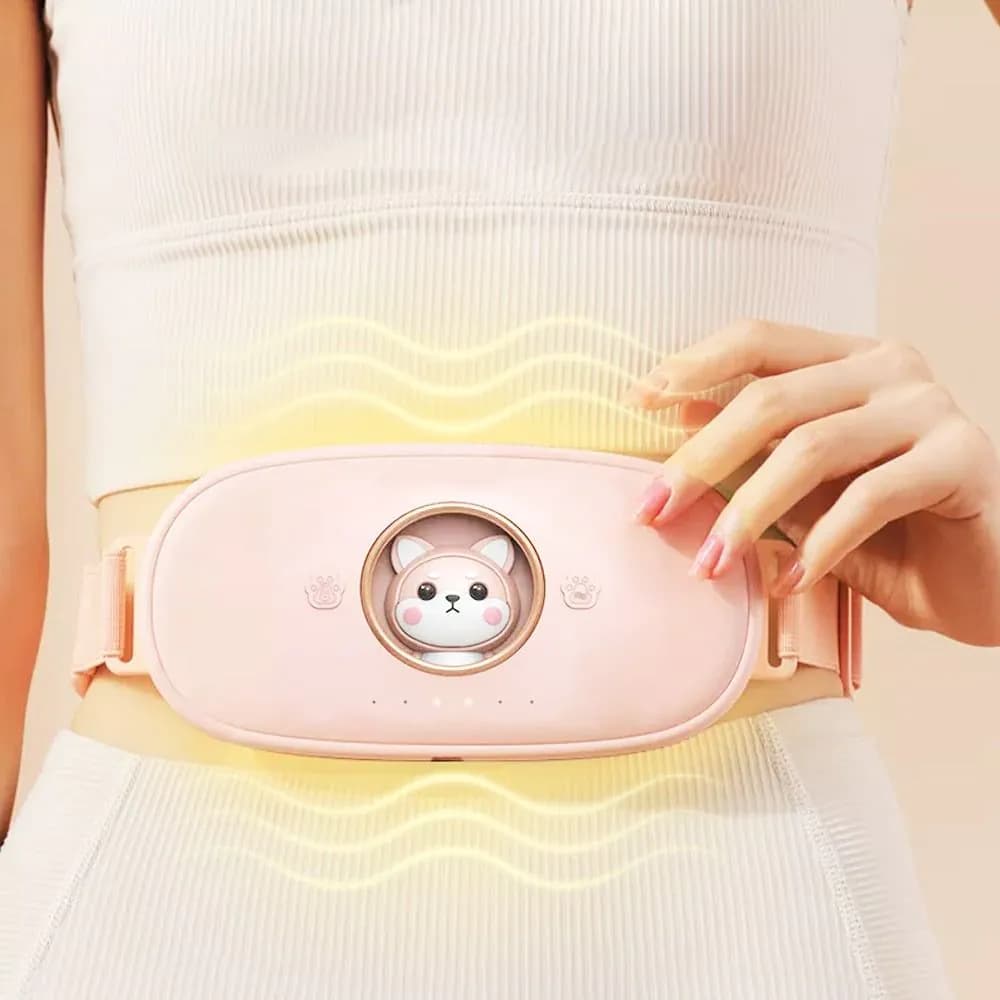 image-Cordless Massage Heating Pad Vibration Warm Waist Belt Smart Massager