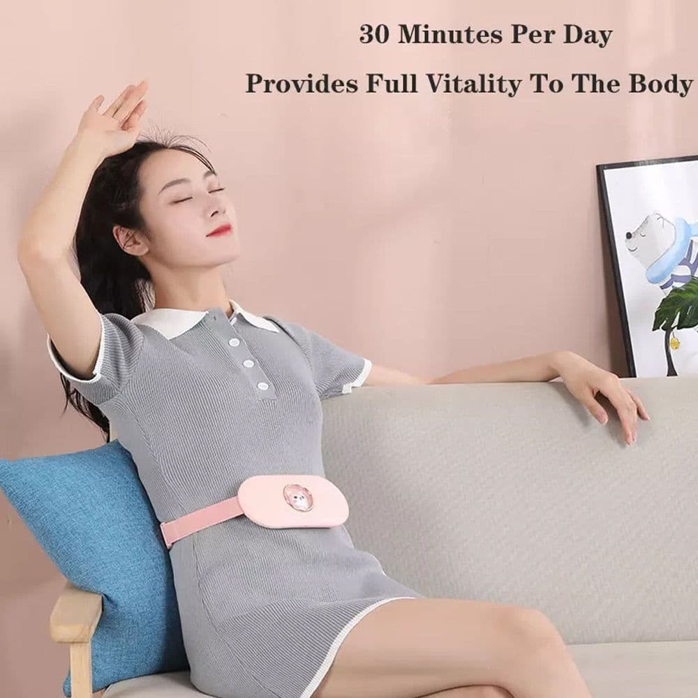 image-Cordless Massage Heating Pad Vibration Warm Waist Belt Smart Massager