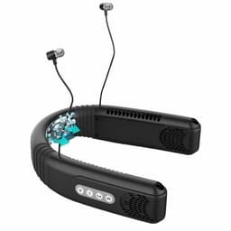 image-Cooling Wireless Hanging Neck Fan with Bluetooth Headset