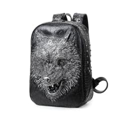 image-3D Wolf Head Korean Edition Backpack