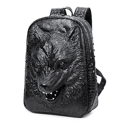image-3D Wolf Head Korean Edition Backpack