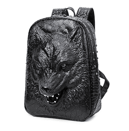 image-3D Wolf Head Korean Edition Backpack