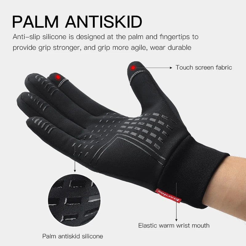 image-Waterproof Cycling Gloves Winter Touch Screen Bicycle Gloves Outdoor