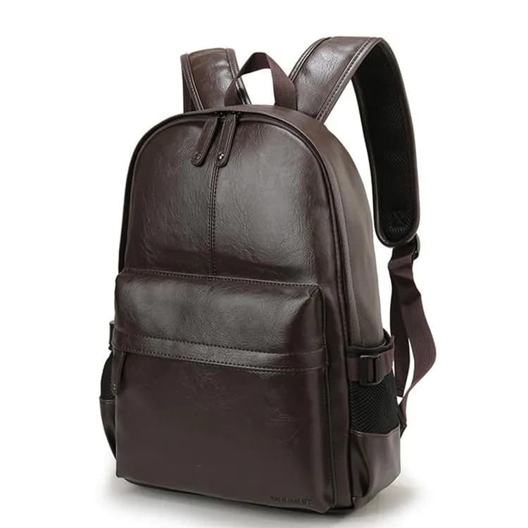 image-Casual Leather Waterproof Travel Backpack For Men