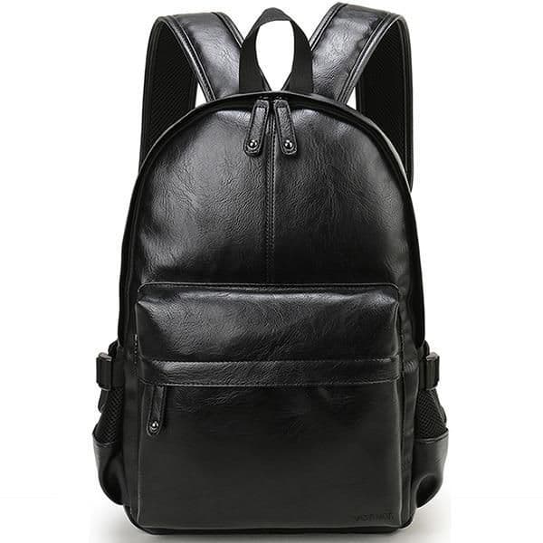 image-Casual Leather Waterproof Travel Backpack For Men