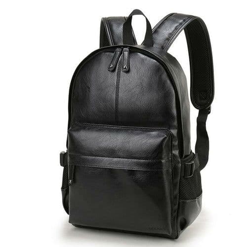 image-Casual Leather Waterproof Travel Backpack For Men