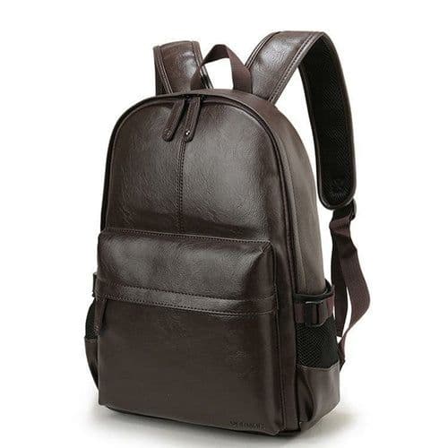 image-Casual Leather Waterproof Travel Backpack For Men