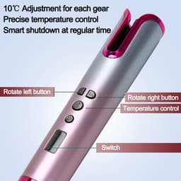 image-Automatic Hair Curler Wireless Rotating Curling Iron Portable LED